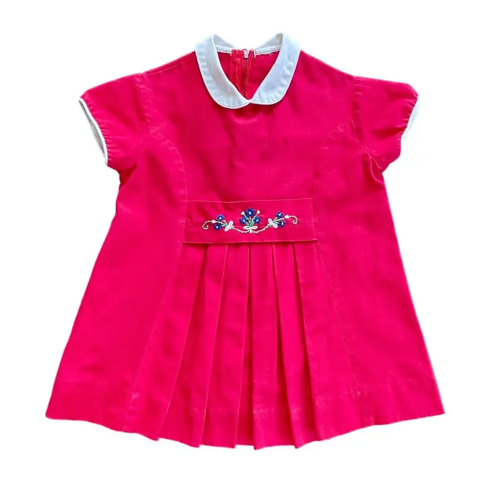 Vintage 60s Children's Toddler's Red Dress 4T